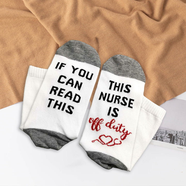 1 Pair NURSE IS OFF DUTY Letter Print Socks Mid-tube Anti-slip Fun Cotton Socks Men Women Floor Socks Image 4