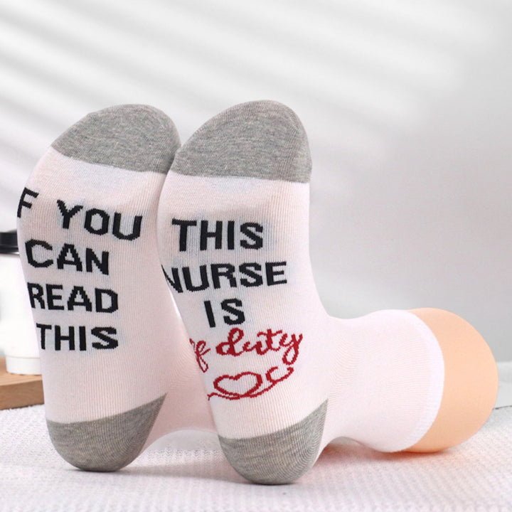 1 Pair NURSE IS OFF DUTY Letter Print Socks Mid-tube Anti-slip Fun Cotton Socks Men Women Floor Socks Image 10