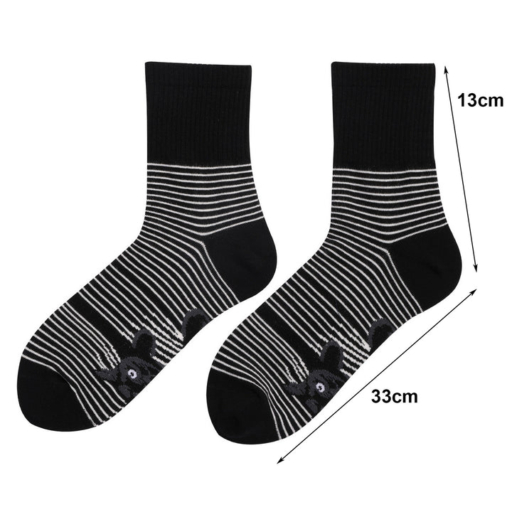 1 Pair Cat Print Socks Unisex Striped Color Matching Soft Mid-tube Elastic Snti-slip Warm No Odor Breathable Sports Image 8