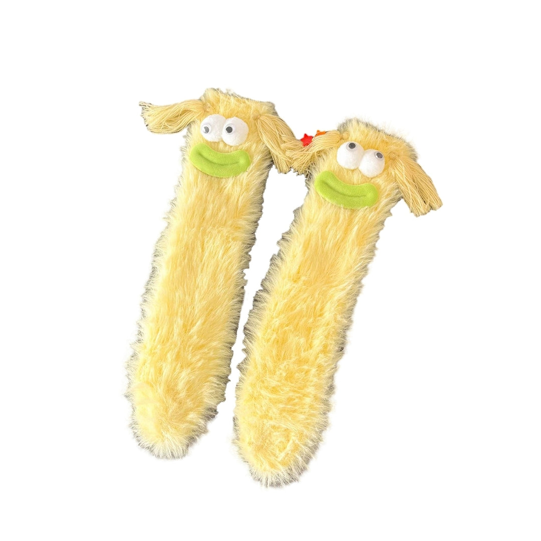 1 Pair Girls Winter Cartoon Plush Socks Warm Cozy Fluffy Socks Coral Velvet Floor Sleep Socks Ugly Funny Socks Image 2