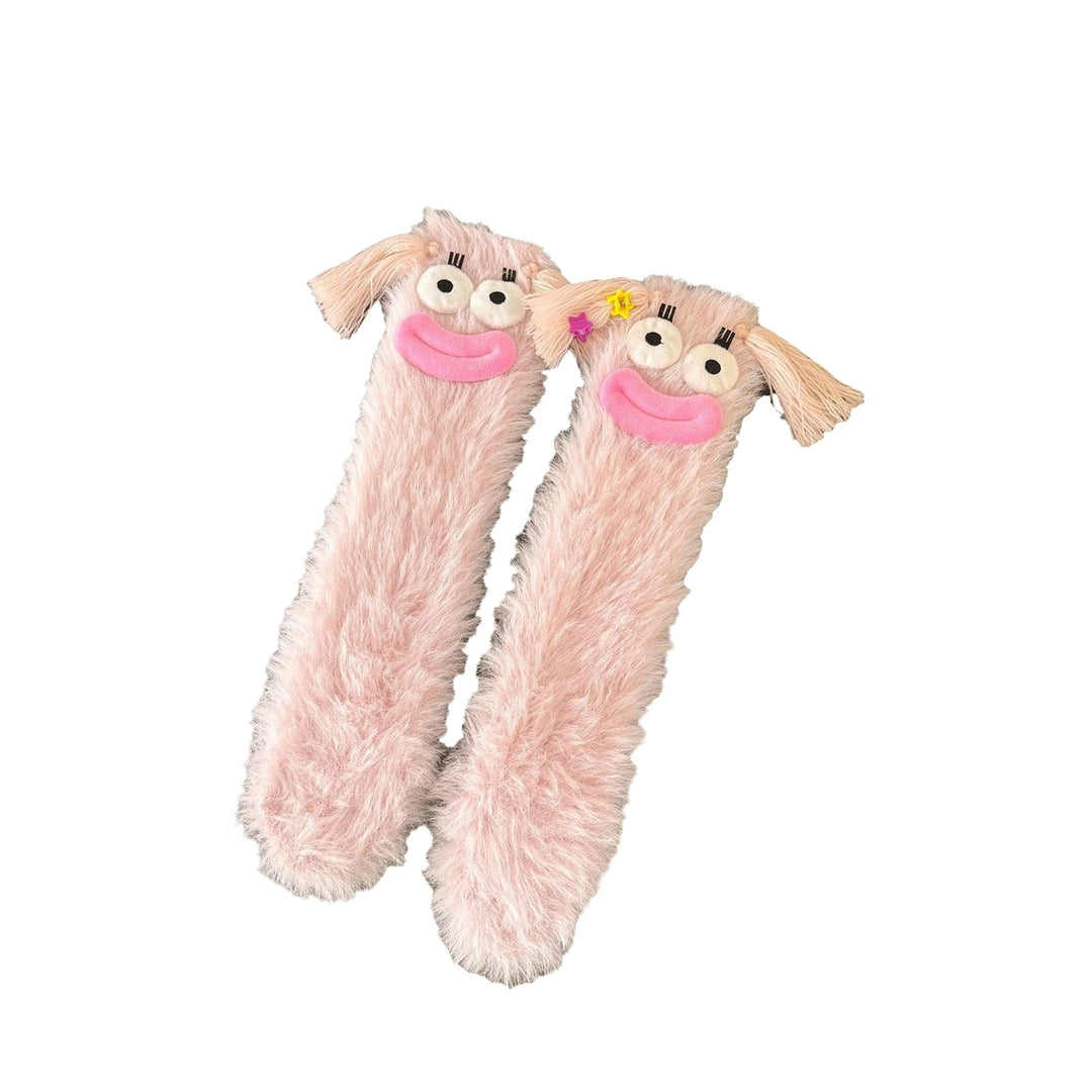 1 Pair Girls Winter Cartoon Plush Socks Warm Cozy Fluffy Socks Coral Velvet Floor Sleep Socks Ugly Funny Socks Image 4