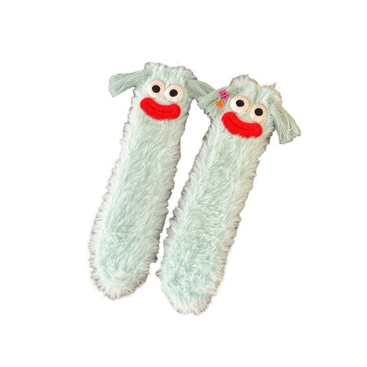 1 Pair Girls Winter Cartoon Plush Socks Warm Cozy Fluffy Socks Coral Velvet Floor Sleep Socks Ugly Funny Socks Image 1