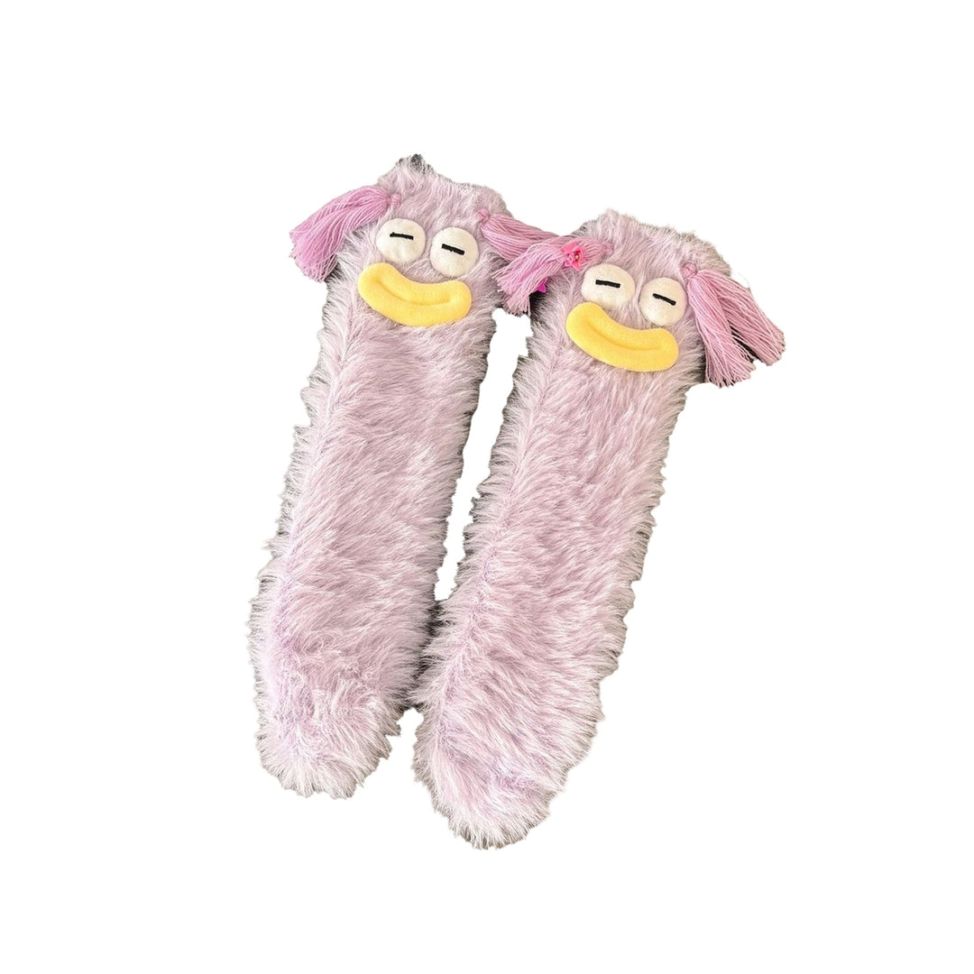 1 Pair Girls Winter Cartoon Plush Socks Warm Cozy Fluffy Socks Coral Velvet Floor Sleep Socks Ugly Funny Socks Image 7