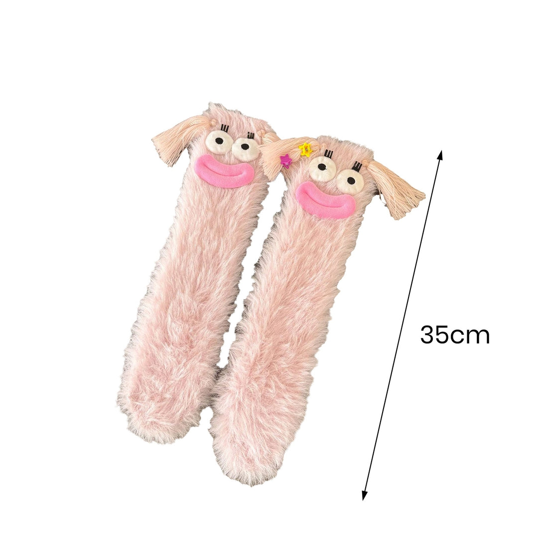 1 Pair Girls Winter Cartoon Plush Socks Warm Cozy Fluffy Socks Coral Velvet Floor Sleep Socks Ugly Funny Socks Image 11
