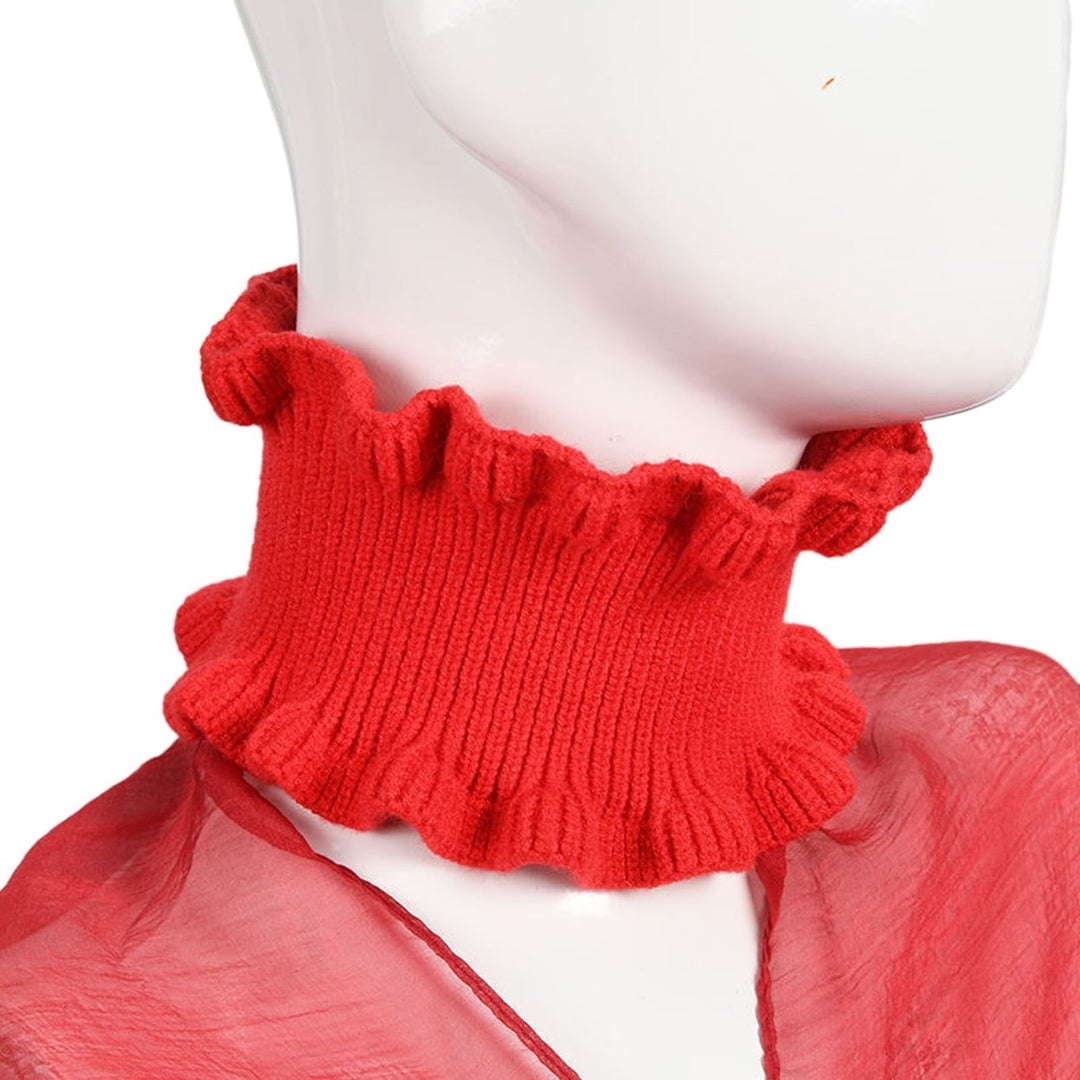 Women Autumn Winter Knitted Neck Scarf Dual Use Sheer Trim Hair Band Solid Color High Elastic Scarf Headgear Image 3