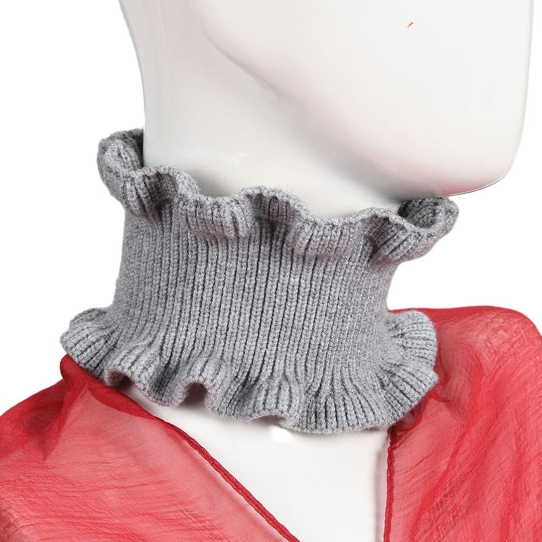 Women Autumn Winter Knitted Neck Scarf Dual Use Sheer Trim Hair Band Solid Color High Elastic Scarf Headgear Image 4