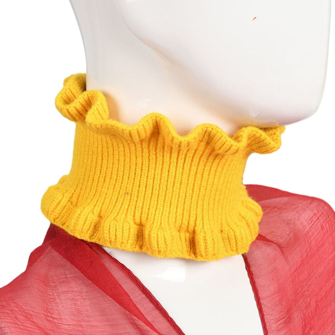 Women Autumn Winter Knitted Neck Scarf Dual Use Sheer Trim Hair Band Solid Color High Elastic Scarf Headgear Image 4