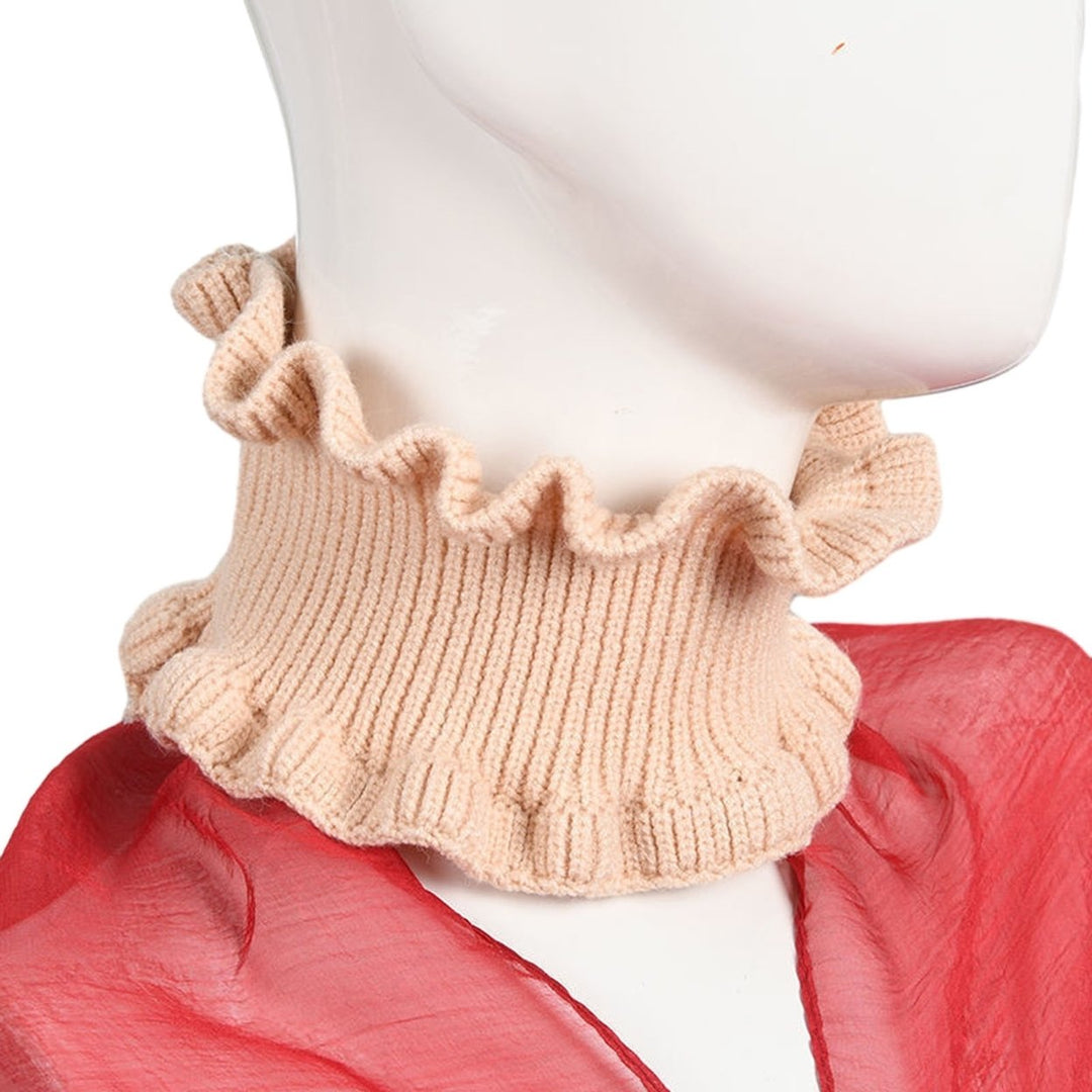 Women Autumn Winter Knitted Neck Scarf Dual Use Sheer Trim Hair Band Solid Color High Elastic Scarf Headgear Image 7