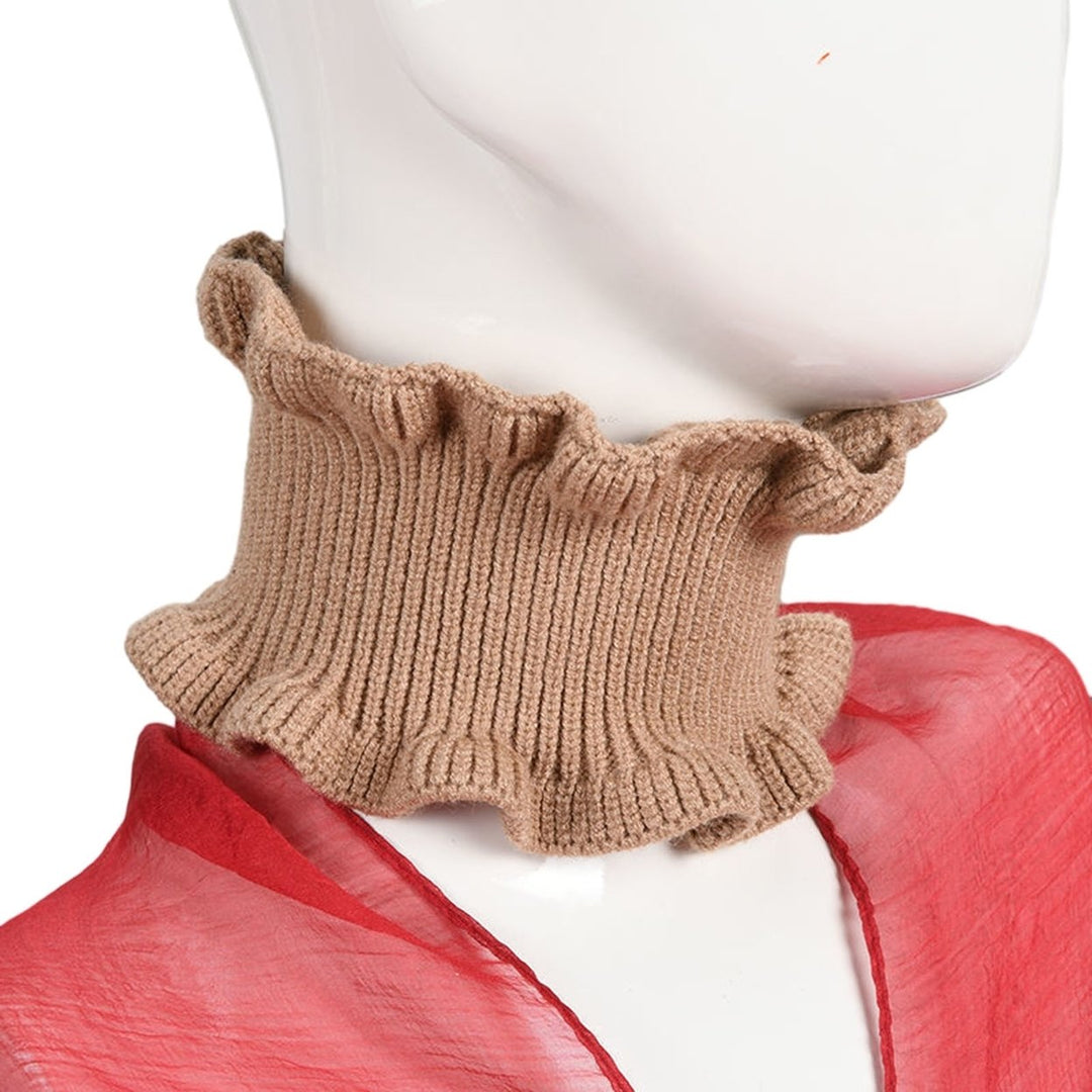 Women Autumn Winter Knitted Neck Scarf Dual Use Sheer Trim Hair Band Solid Color High Elastic Scarf Headgear Image 8