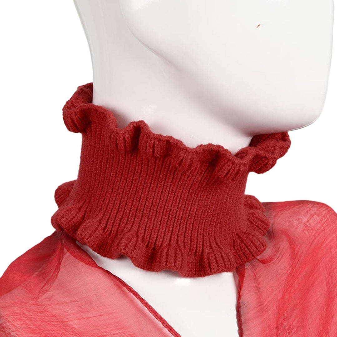 Women Autumn Winter Knitted Neck Scarf Dual Use Sheer Trim Hair Band Solid Color High Elastic Scarf Headgear Image 9