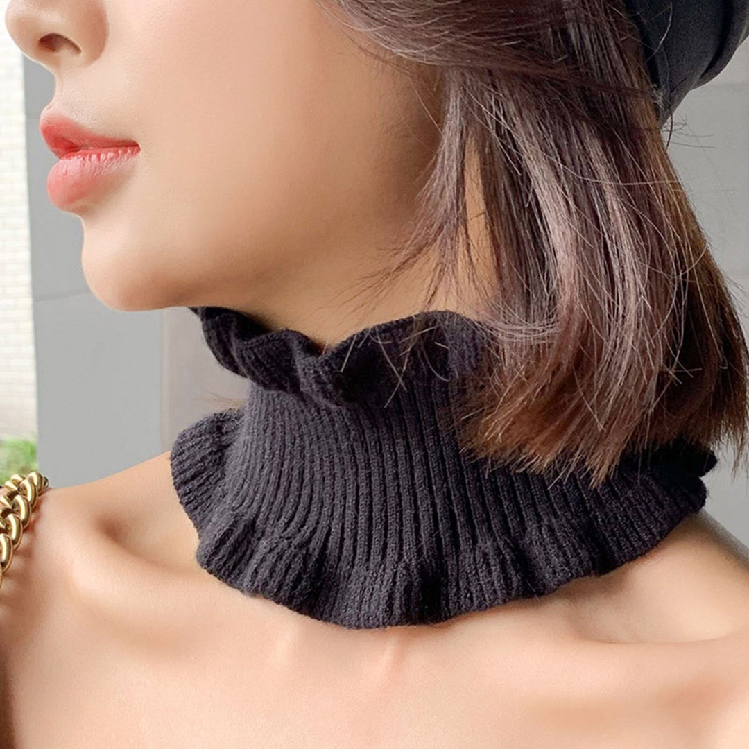 Women Autumn Winter Knitted Neck Scarf Dual Use Sheer Trim Hair Band Solid Color High Elastic Scarf Headgear Image 10