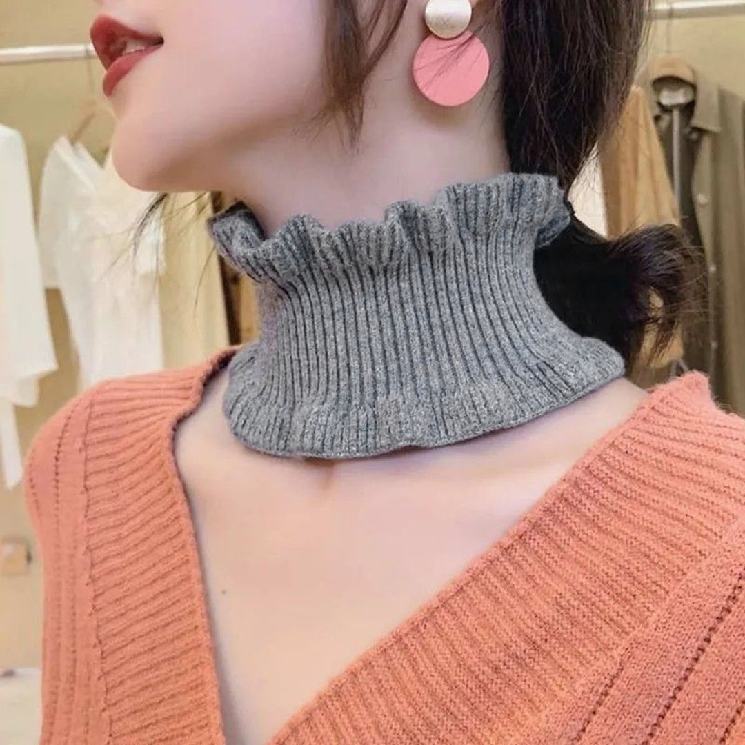 Women Autumn Winter Knitted Neck Scarf Dual Use Sheer Trim Hair Band Solid Color High Elastic Scarf Headgear Image 11