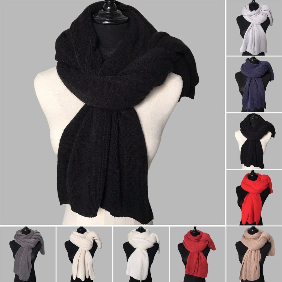 Women Winter Scarf Solid Color Thick Warm Imitation Cashmere Soft Neck Protection Warm Windproof Wide Long Decorative Image 1