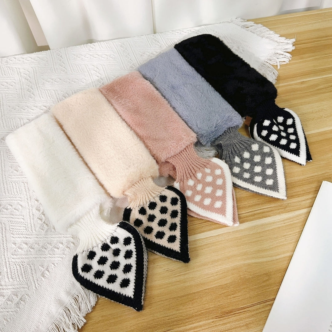 Winter Warm Plush Scarf Imitate Rabbit faux Cross Scarf Autumn Winter Dot Print Plush Neck Gaiter Women Scarf Image 1