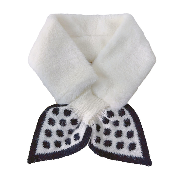 Winter Warm Plush Scarf Imitate Rabbit faux Cross Scarf Autumn Winter Dot Print Plush Neck Gaiter Women Scarf Image 3