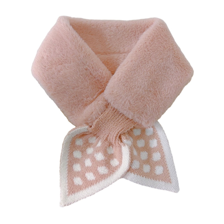 Winter Warm Plush Scarf Imitate Rabbit faux Cross Scarf Autumn Winter Dot Print Plush Neck Gaiter Women Scarf Image 4