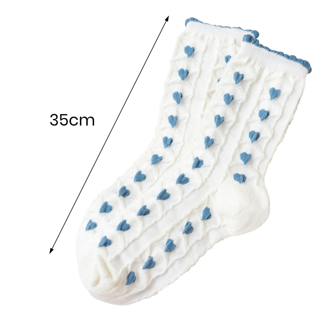 1 Pair Women Cotton Crew Socks 3D Floral Pattern Mid-tube Socks Soft Breathable High Elastic Pile Socks Image 10