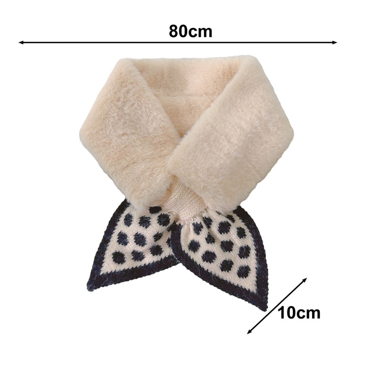 Winter Warm Plush Scarf Imitate Rabbit faux Cross Scarf Autumn Winter Dot Print Plush Neck Gaiter Women Scarf Image 10