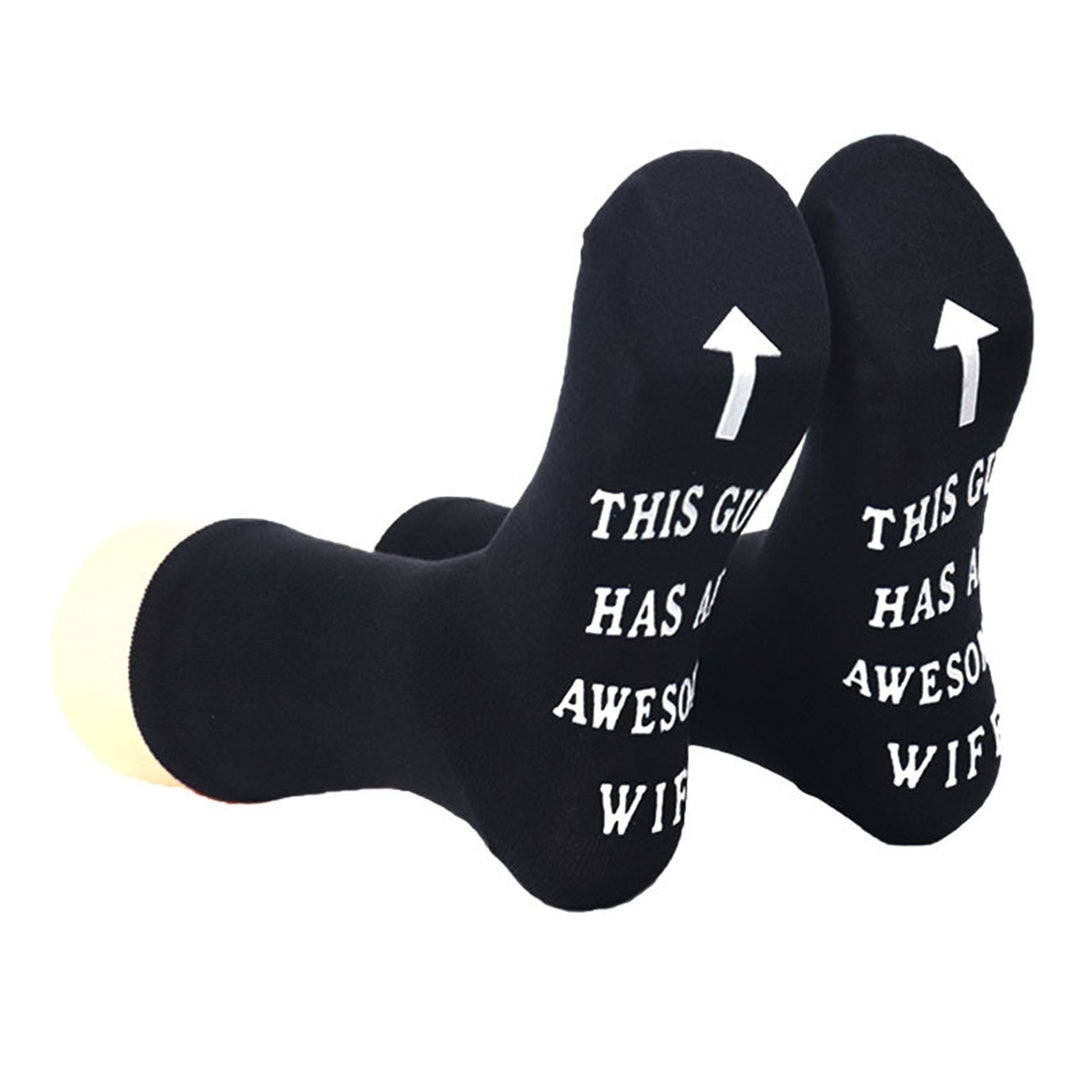 1 Pair Funny Cotton Socks Mid-tube Letter Print High Elasticity Anti-slip Soft No Odor Unisex Anti-shrink Sports Image 11
