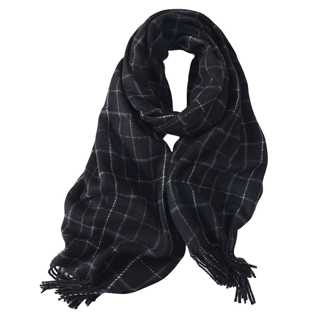 Women Autumn Winter Imitation Cashmere Scarf Plaid Print Thickened Warm Shawl Soft Elegant Tassels Long Scarf Image 1