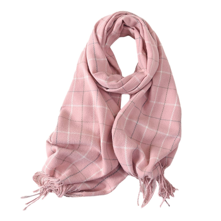 Women Autumn Winter Imitation Cashmere Scarf Plaid Print Thickened Warm Shawl Soft Elegant Tassels Long Scarf Image 6