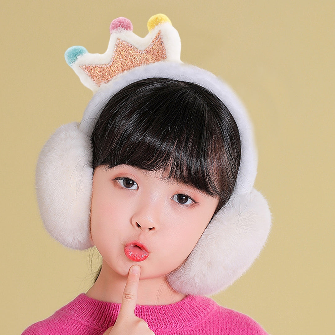 Winter Earmuffs Thickened Plush Cozy Elastic Anti-slip Regular Fit Cartoon Ear Crown Shape Ear Protection Cycling Image 6