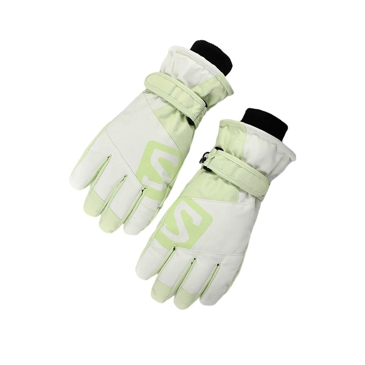 1 Pair Winter Women Skiing Gloves Windproof Waterproof Thickened Plush Lined Warm Full Finger Motorcycle Riding Cycling Image 1