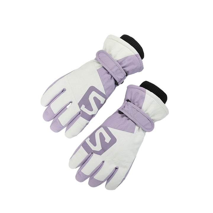 1 Pair Winter Women Skiing Gloves Windproof Waterproof Thickened Plush Lined Warm Full Finger Motorcycle Riding Cycling Image 6