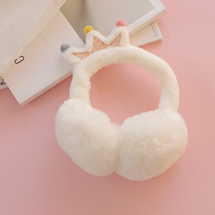 Winter Earmuffs Thickened Plush Cozy Elastic Anti-slip Regular Fit Cartoon Ear Crown Shape Ear Protection Cycling Image 9