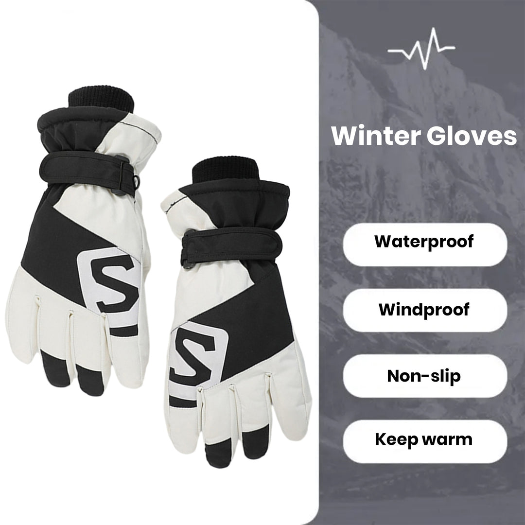 1 Pair Winter Women Skiing Gloves Windproof Waterproof Thickened Plush Lined Warm Full Finger Motorcycle Riding Cycling Image 9