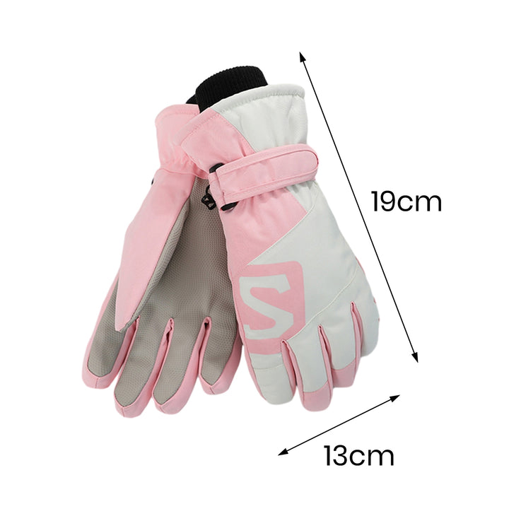 1 Pair Winter Women Skiing Gloves Windproof Waterproof Thickened Plush Lined Warm Full Finger Motorcycle Riding Cycling Image 11