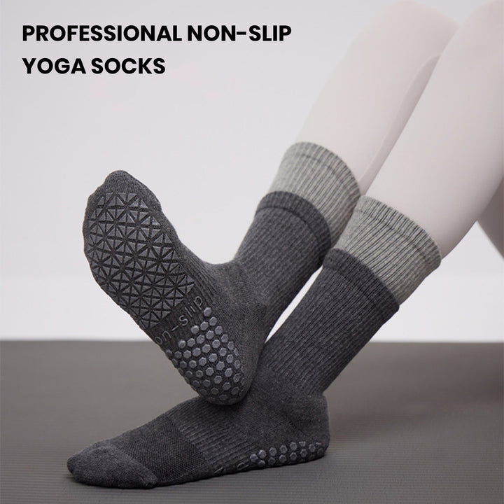 1 Pair Autumn Winter Yoga Socks Non-Slip Sole Patchwork Color Socks Professional Women Mid-tube Pilates Socks Image 10