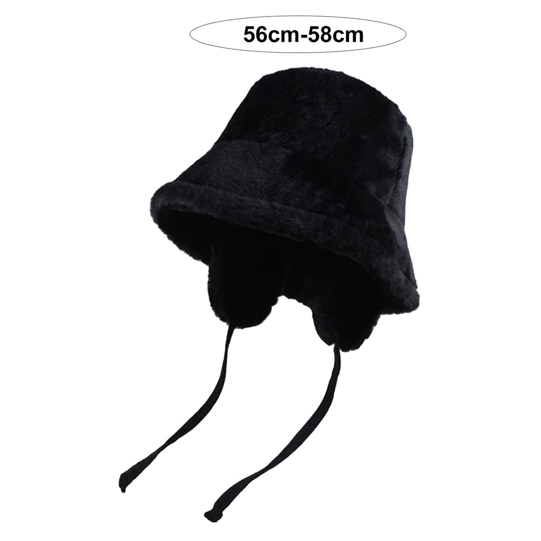 Fall Winter Women Fisherman Hat Thickened Plush Solid Color Earmuffs Windproof Warm Soft Ear Image 9