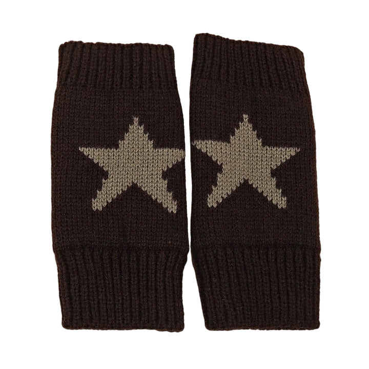 1 Pair Winter Typing Gloves Knitted Half Fingers Elastic Star Printed Color Matching Anti-slip Wrist Image 4