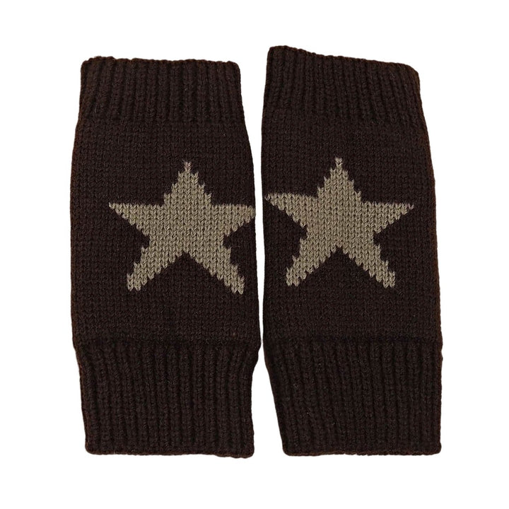 1 Pair Winter Typing Gloves Knitted Half Fingers Elastic Star Printed Color Matching Anti-slip Wrist Image 1