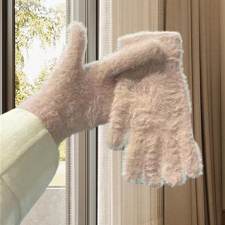 1 Pair Women Winter Riding Gloves Solid Color Thick Velvet Gloves Full Finger Coldproof Warm Gloves Gift Image 8