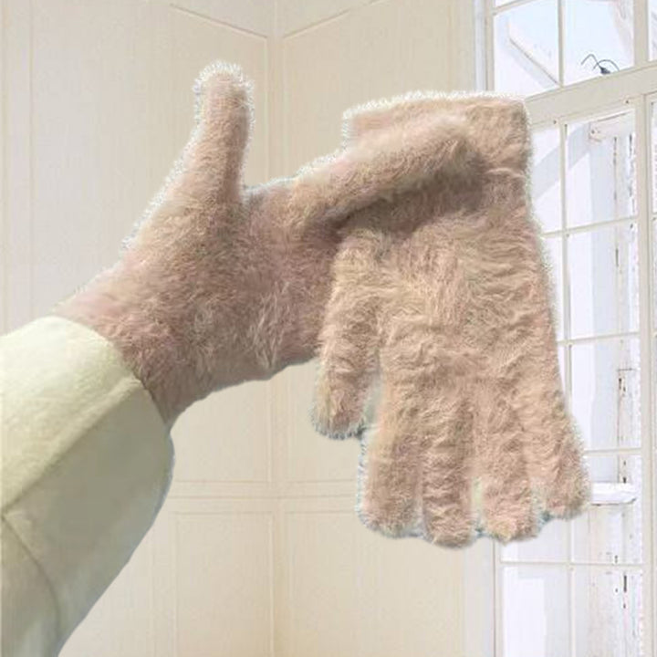 1 Pair Women Winter Riding Gloves Solid Color Thick Velvet Gloves Full Finger Coldproof Warm Gloves Gift Image 11