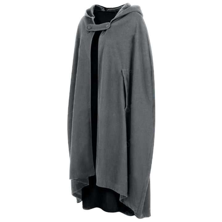 Winter Women Cloak Thickened Loose Warm Windproof Lengthened Medieval Style Single Button Closure Sleeve Holes Hooded Image 3