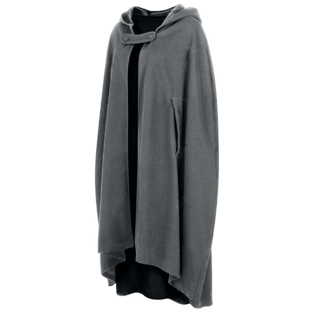 Winter Women Cloak Thickened Loose Warm Windproof Lengthened Medieval Style Single Button Closure Sleeve Holes Hooded Image 1