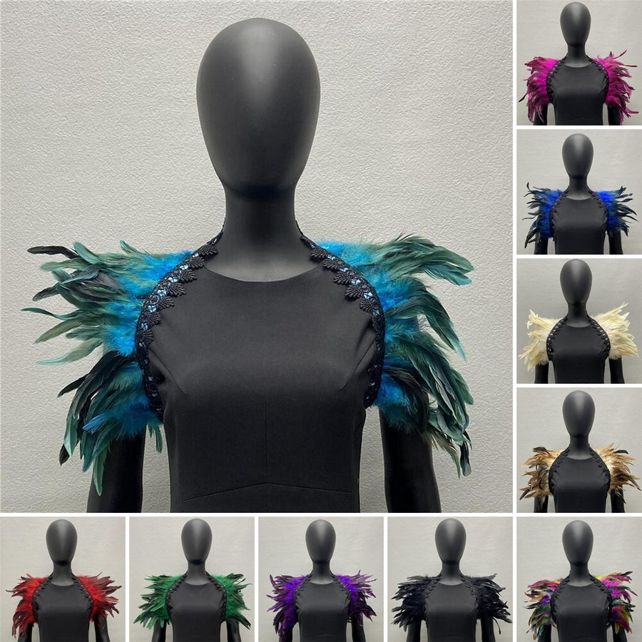 Feather Shrug Shawl Shoulder Wrap Cape Soft Adjustable Gothic Cosplay Party Body Stage Performance Fake Collar Dancer Image 1