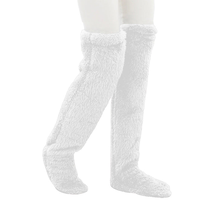 1 Pair Winter Floor Socks Thick Double Sided Velvet Solid Color Over-the-knee Length Elastic Image 3
