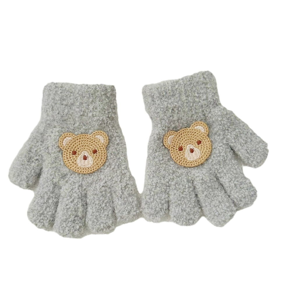 1 Pair Children Autumn Winter Knitting Gloves Cartoon Rabbit Decor Boys Girls Gloves Thickened Plush High Elastic Gloves Image 2