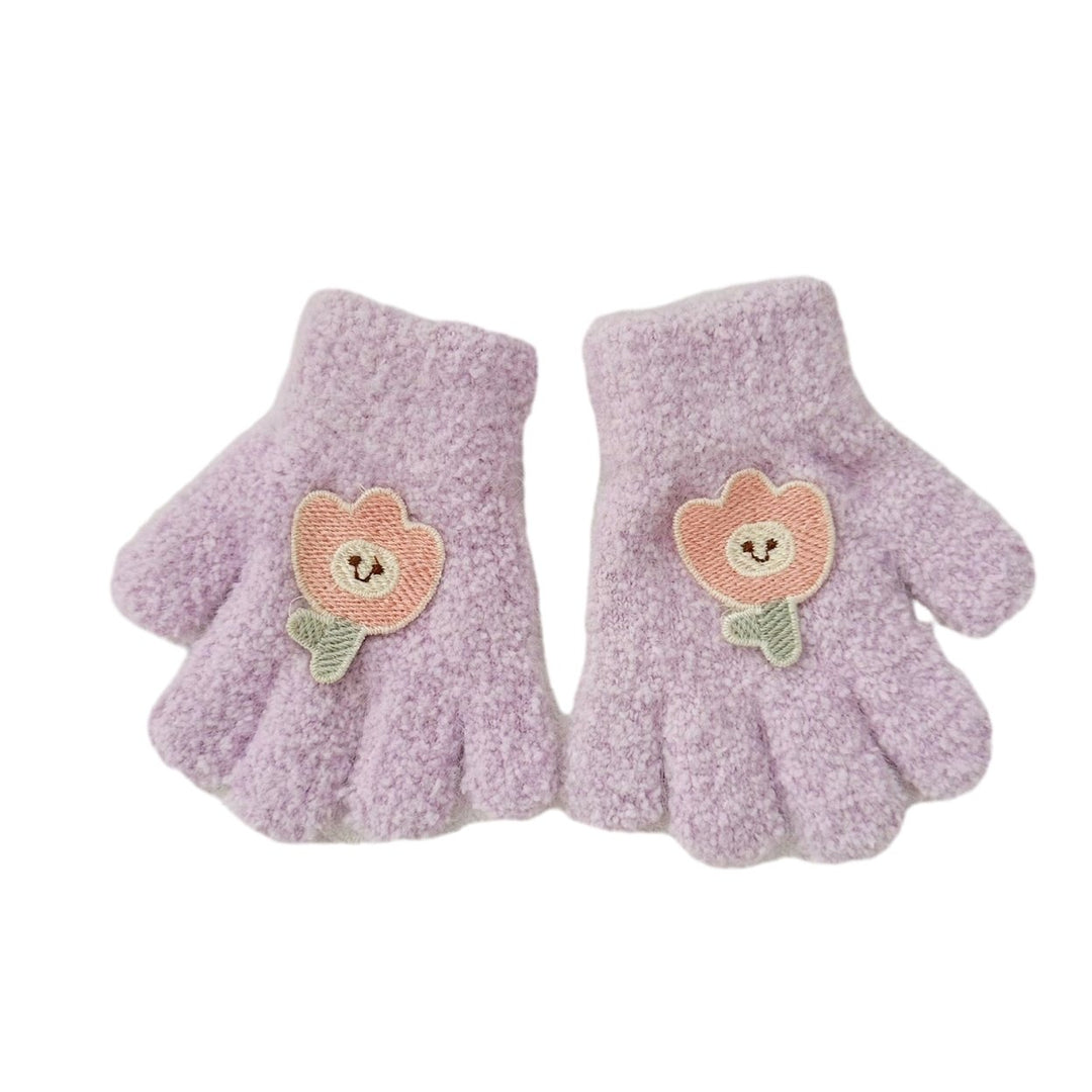 1 Pair Children Autumn Winter Knitting Gloves Cartoon Rabbit Decor Boys Girls Gloves Thickened Plush High Elastic Gloves Image 4