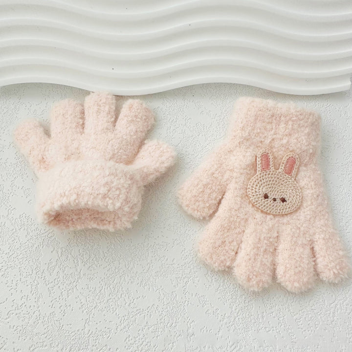 1 Pair Children Autumn Winter Knitting Gloves Cartoon Rabbit Decor Boys Girls Gloves Thickened Plush High Elastic Gloves Image 10