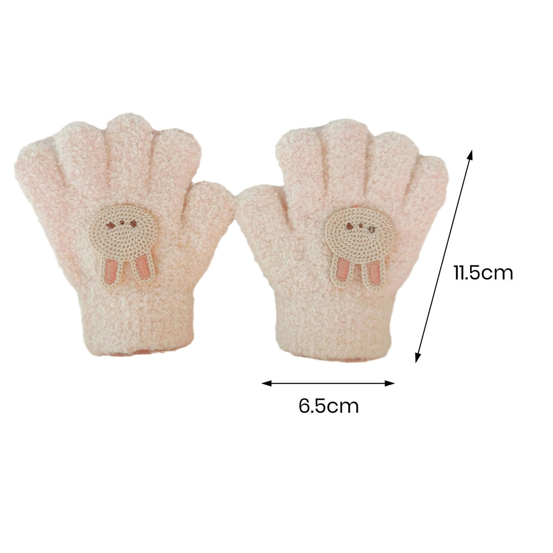 1 Pair Children Autumn Winter Knitting Gloves Cartoon Rabbit Decor Boys Girls Gloves Thickened Plush High Elastic Gloves Image 11
