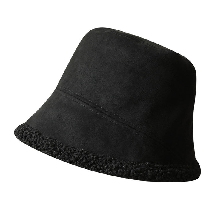Winter Ladies Fisherman Hat Flat Top Thick Plush Short Brim Soft Windproof Cold Resistant Lightweight Lady Bucket Cap Image 2