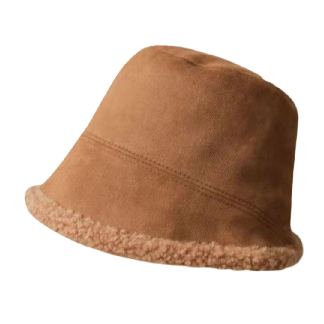 Winter Ladies Fisherman Hat Flat Top Thick Plush Short Brim Soft Windproof Cold Resistant Lightweight Lady Bucket Cap Image 3