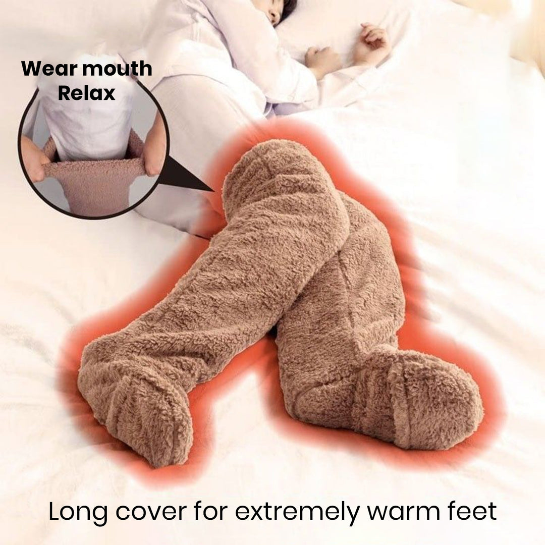 2 Pairs Winter Floor Socks Thick Double Sided Velvet Solid Color Over-the-knee Length Elastic Image 9