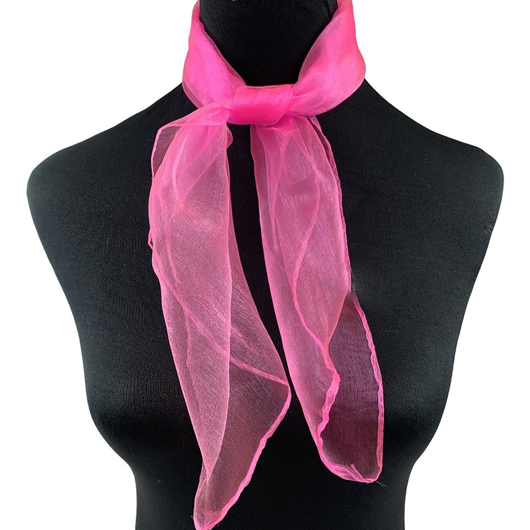 2 Pcs Women Kerchief Smooth Satin See-through Solid Color Mesh Thin Adjustable Decorative Image 1