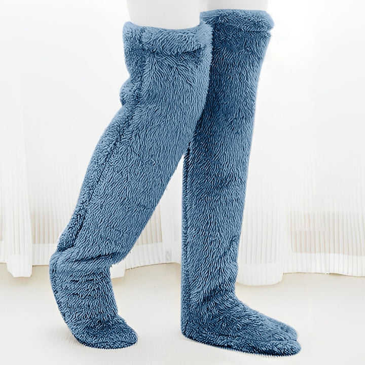 2 Pairs Winter Floor Socks Thick Double Sided Velvet Solid Color Over-the-knee Length Elastic Image 10